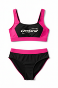 OffGrid Co. two-piece swimsuit in black and pink colorway