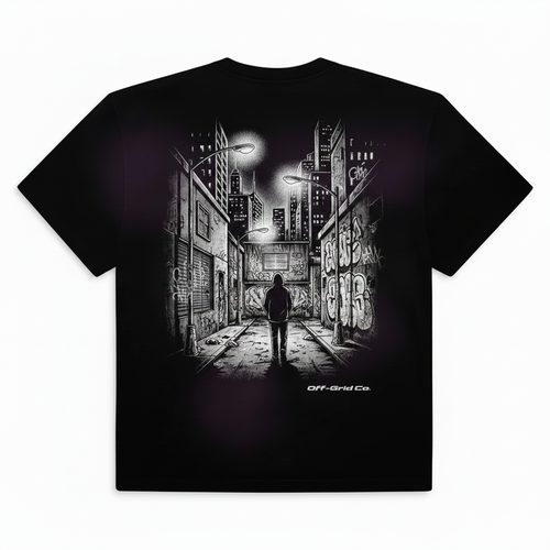 Off-Grid Co Street Tee back with urban street scene