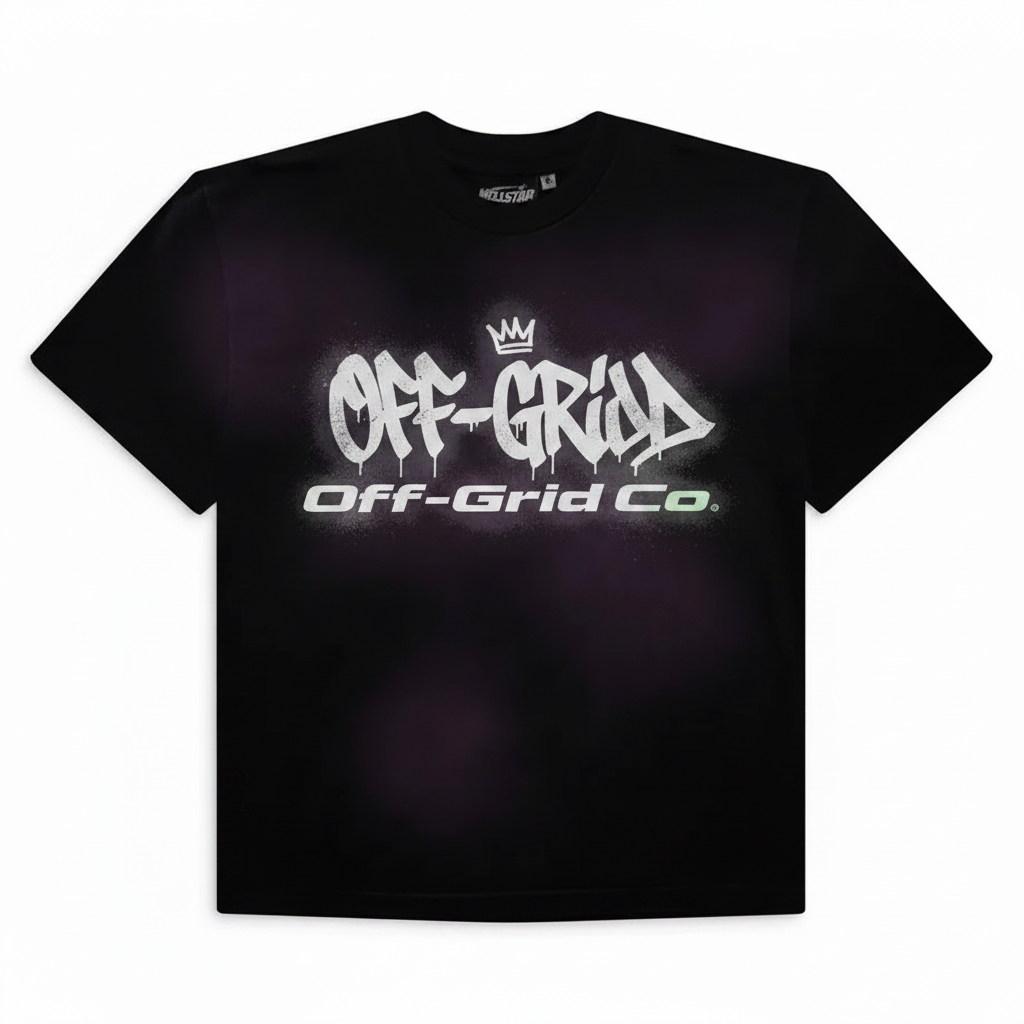 Off-Grid Co Street Tee front with graffiti logo